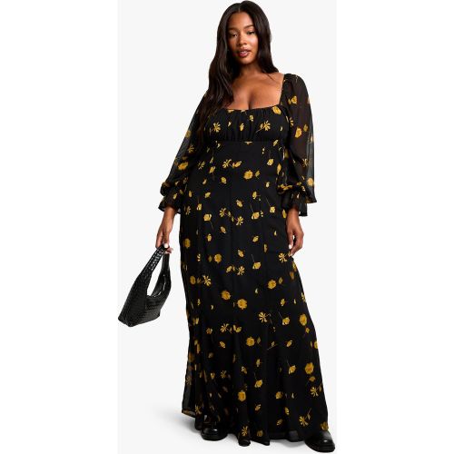 Grande Taille - Robe Longue Volantée À Manches Longues - 44 - boohoo - Modalova