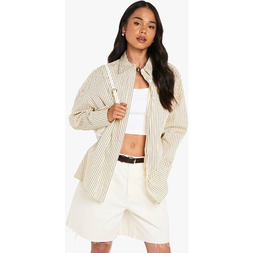 Chemise Oversize À Rayures - Blanc Écru - 34, Blanc Écru - boohoo - Modalova