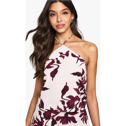 Crop Top Basique À Dos Nu Et Motif Floral - 34 - boohoo - Modalova