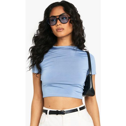 Crop Top Soyeux À Manches Courtes - 34 - boohoo - Modalova