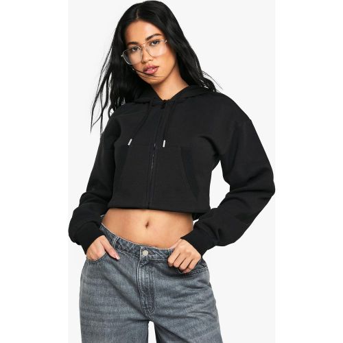 Sweat À Capuche Court Zippé À Surpiqûres - S - boohoo - Modalova