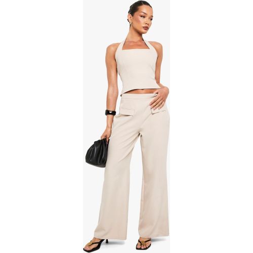 Pantalon Droit À Poches - Blanc Écru - 34, Blanc Écru - boohoo - Modalova