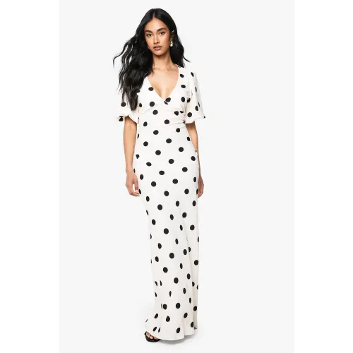 Robe Longue À Manches Bouffantes Et Pois - 36 - boohoo - Modalova