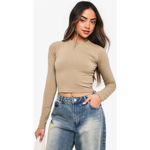 Crop Top Basique À Col Ras Du Cou Et Manches Longues - 34 - boohoo - Modalova