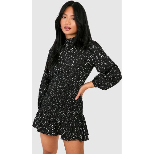 Petite" - Robe Froncée Et Volantée À Imprimé Pois - 40 - boohoo - Modalova