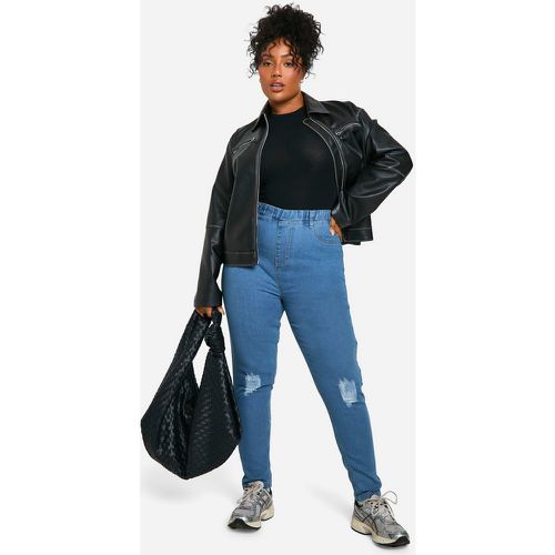 Grande Taille - Jegging Déchiré Aux Genoux Coupe Skinny - 50 - boohoo - Modalova