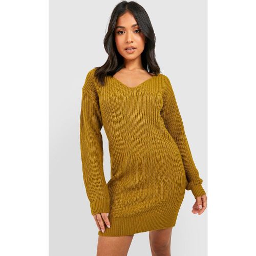 Petite" - Robe Pull Courte À Col En V - Xs - boohoo - Modalova