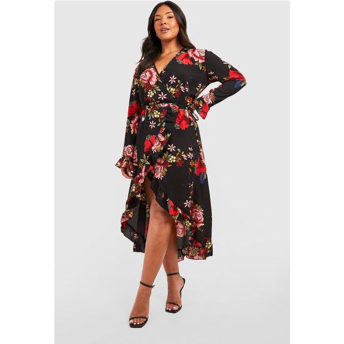 Grande Taille - Robe Mi-Longue Cache-Cœur À Imprimé Fleuri - 56 - boohoo - Modalova