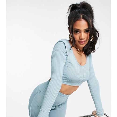 Missy Empire - Exclusivité - Crop top d'ensemble à manches longues avec surpiqûres contrastantes - Missyempire - Modalova