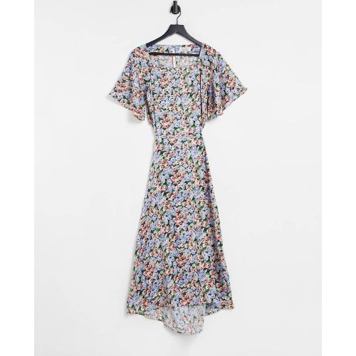 Robe mi-longue ajourée à la taille avec manches évasées en jacquard EcoVero à motif fleuri - & Other Stories - Modalova