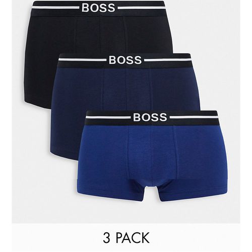 BOSS - Lot de 3 boxers en coton biologique - Noir/gris/bleu marine - BOSS Bodywear - Modalova