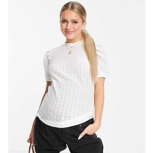 Pieces - Blouse de maternité à col montant et manches bouffantes - Crème - Pieces Maternity - Modalova