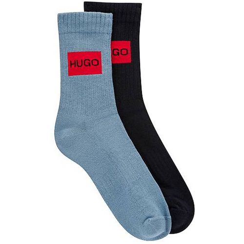 Lot de deux paires de chaussettes courtes à logo rouge - HUGO - Modalova