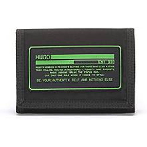 Portefeuille en nylon structuré avec fermeture à bande auto-adhésive et logo à message - HUGO - Modalova