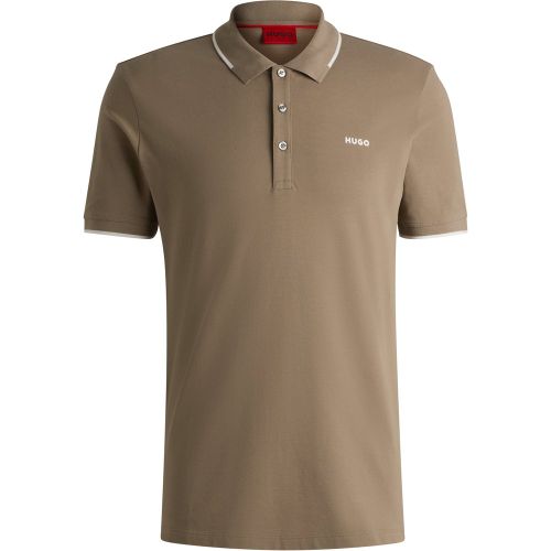 Polo ajusté en coton stretch avec logo imprimé - HUGO - Modalova