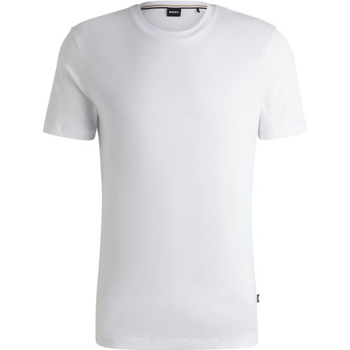 T-shirt Regular en jersey de coton avec col côtelé - Boss - Modalova