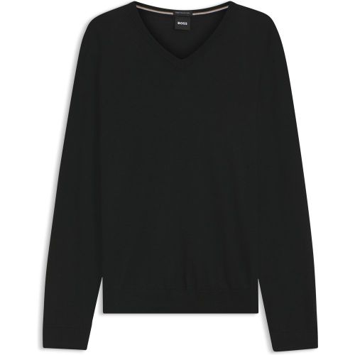 Pull Slim en laine vierge à col V - Boss - Modalova