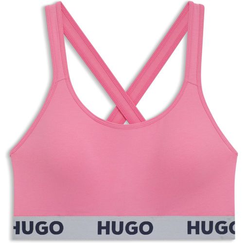 Brassière en coton stretch avec bretelles croisées au dos et bandeau logoté - HUGO - Modalova