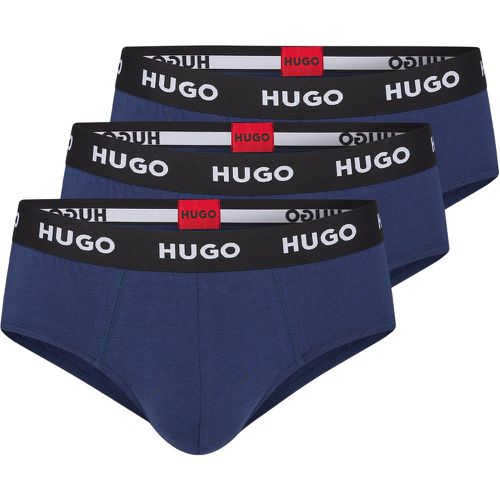 Lot de trois slips en coton stretch avec taille à logo - HUGO - Modalova