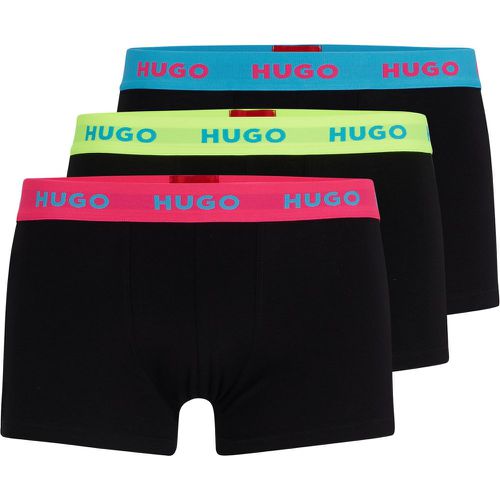 Lot de trois boxers courts en coton stretch avec taille logotée - HUGO - Modalova