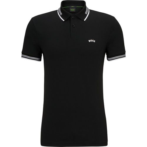 Polo Slim Fit en coton stretch à logo incurvé - Boss - Modalova