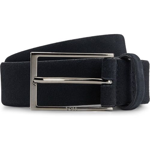 Ceinture en cuir suédé avec logo et boucle couleur acier - Boss - Modalova