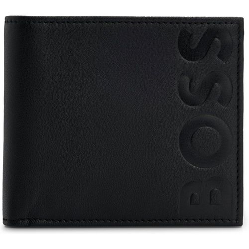 Portefeuille en cuir grainé avec logos emés et poche pour la monnaie - Boss - Modalova