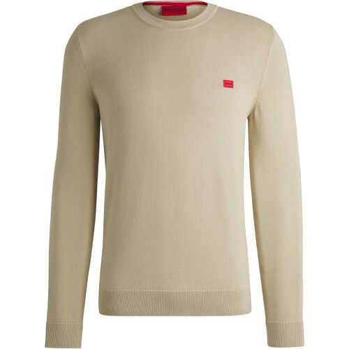 Pull en maille de coton avec étiquette logotée rouge - HUGO - Modalova