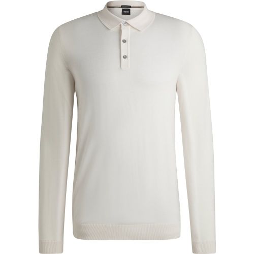 Pull en laine vierge italienne avec manches longues et col polo - Boss - Modalova