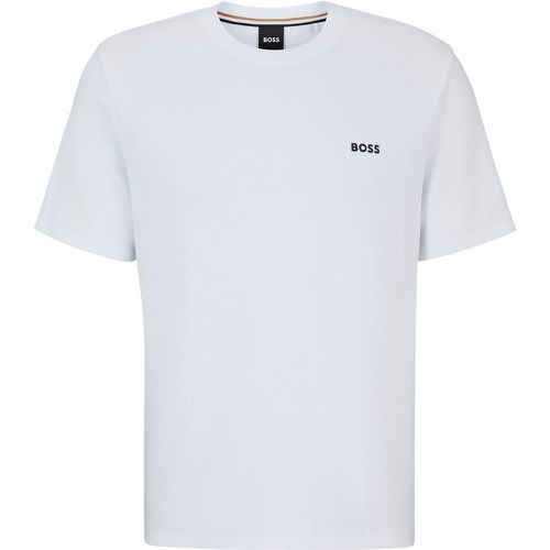 T-shirt de pyjama en coton mélangé à logo brodé - Boss - Modalova