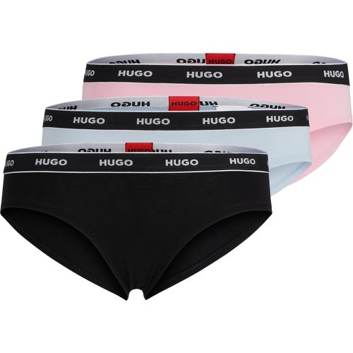 Lot de trois slips en coton stretch avec taille logotée - HUGO - Modalova