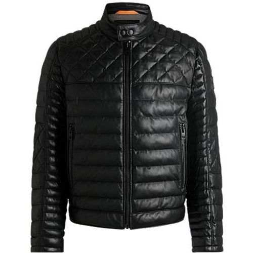 Veste en cuir nappa à petit col montant - Boss - Modalova