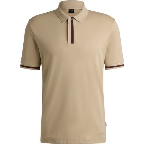 Polo en coton interlock avec liserés contrastants - Boss - Modalova