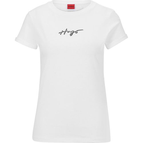 T-shirt Slim Fit en jersey de coton avec logo style graffiti - HUGO - Modalova