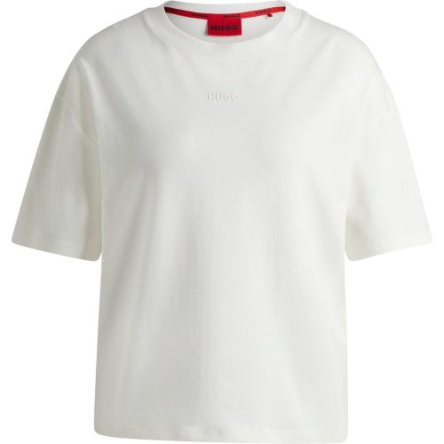 T-shirt Relaxed en jersey doux à logo contrastant - HUGO - Modalova