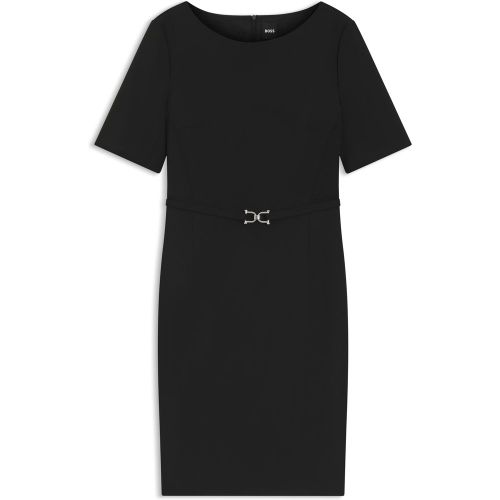 Robe en laine vierge avec ceinture à garnitures en métal - Boss - Modalova