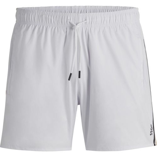 Short de bain avec rayures emblématiques et logo - Boss - Modalova