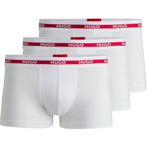 Lot de trois boxers courts en coton stretch avec taille logotée - HUGO - Modalova