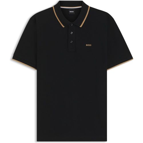 Polo en piqué de coton avec détail logoté - Boss - Modalova