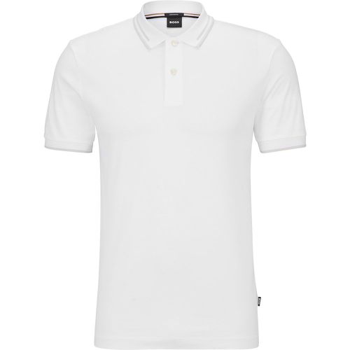 Polo Slim Fit en coton interlock avec rayures jacquard - Boss - Modalova