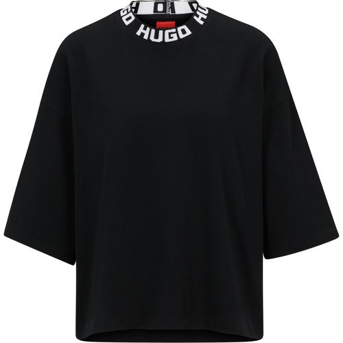 T-shirt Relaxed Fit en jersey de coton avec col à logo - HUGO - Modalova
