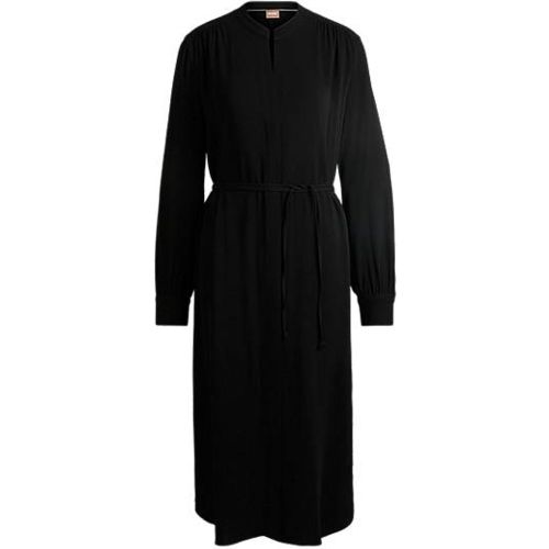 Robe-chemise sans col avec ceinture et poignets boutonnés - Boss - Modalova