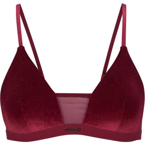 Soutien-gorge triangle avec détails en velours et bande logotée - HUGO - Modalova