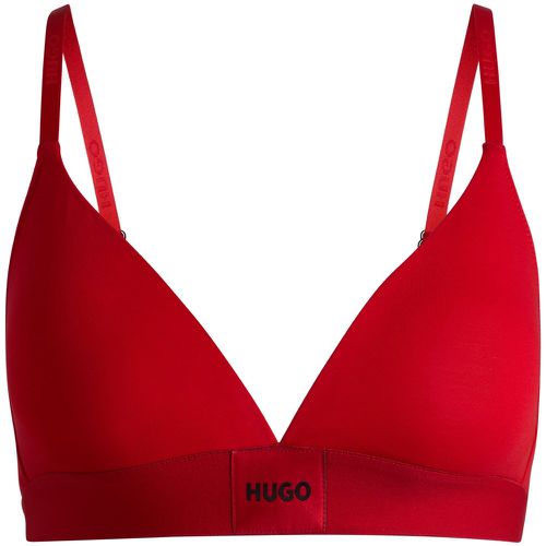 Soutien-gorge triangle en coton stretch avec étiquette logotée - HUGO - Modalova