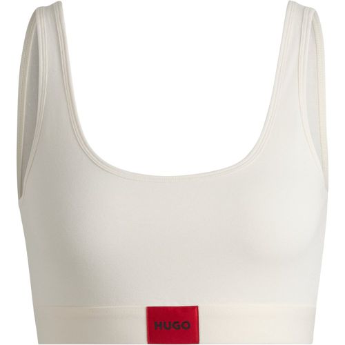 Brassière en coton stretch avec étiquette logo rouge - HUGO - Modalova