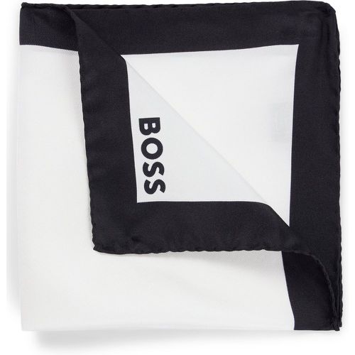 Carré de poche en soie avec bordure et logo - Boss - Modalova