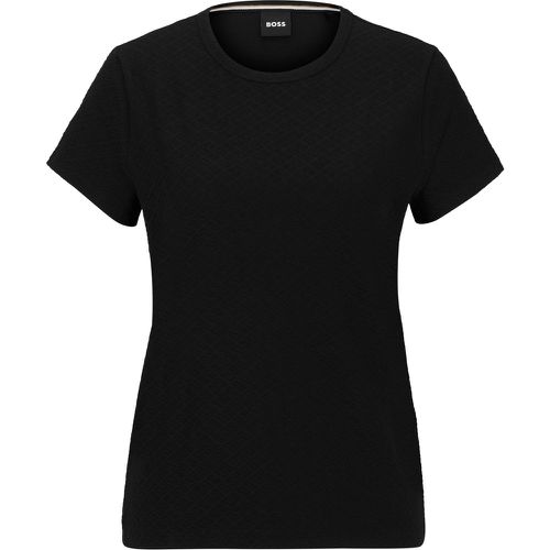 T-shirt en coton mélangé avec monogrammes en maille 3D - Boss - Modalova