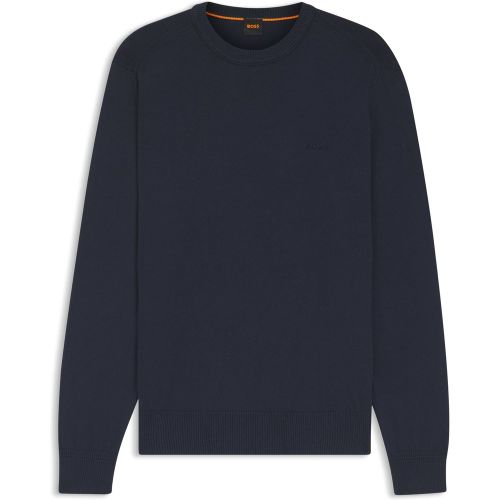 Pull en maille de coton à logo brodé - Boss - Modalova