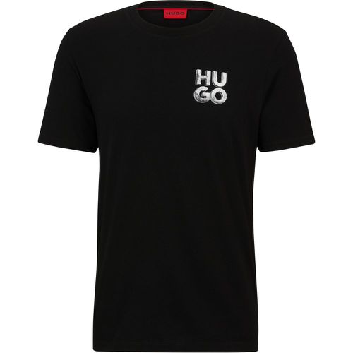T-shirt en jersey de coton à logo réfléchissant décoratif - HUGO - Modalova