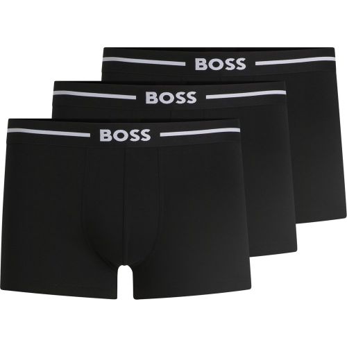 Lot de trois boxers courts en coton stretch avec taille logotée - Boss - Modalova